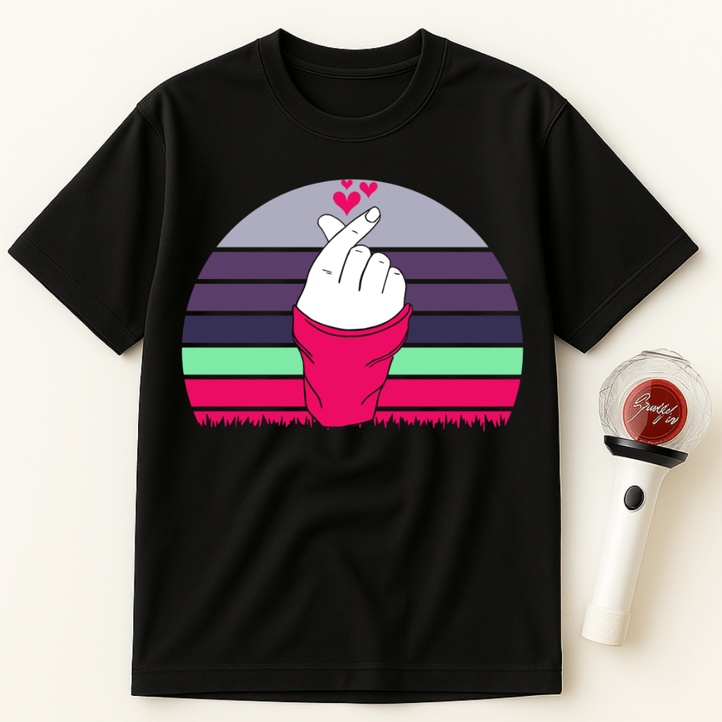 FINGER HEART WITH STRIPES UNISEX T-SHIRT