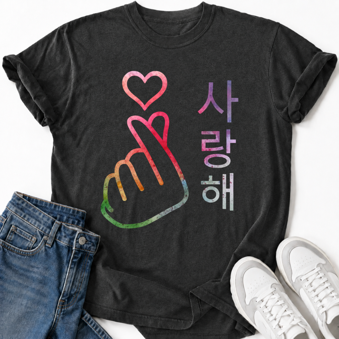 COLORFUL SARANGHAE HEART T-SHIRT