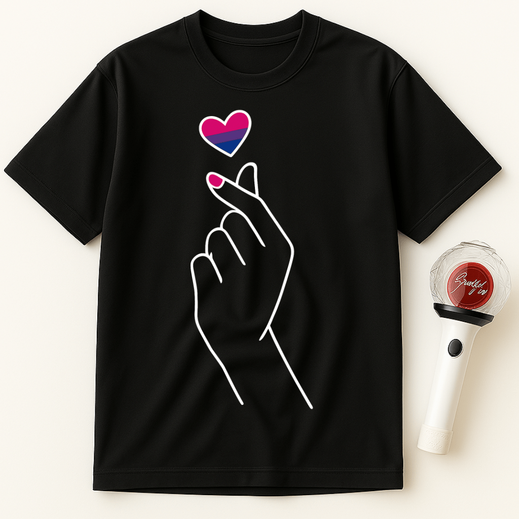 FINGER HEART BI PRIDE FLAG T-SHIRT