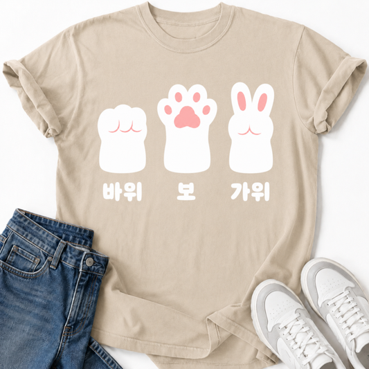ROCK PAPER SCISSORS BUNNY PAWS T-SHIRT