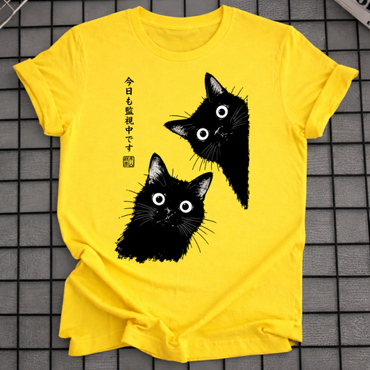 SCHWARZE KATZE LUGT HERVOR T-SHIRT