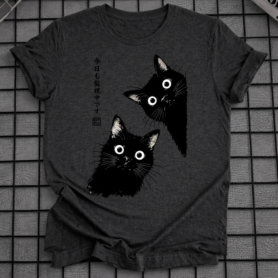 BLACK CAT PEEKING T-SHIRT