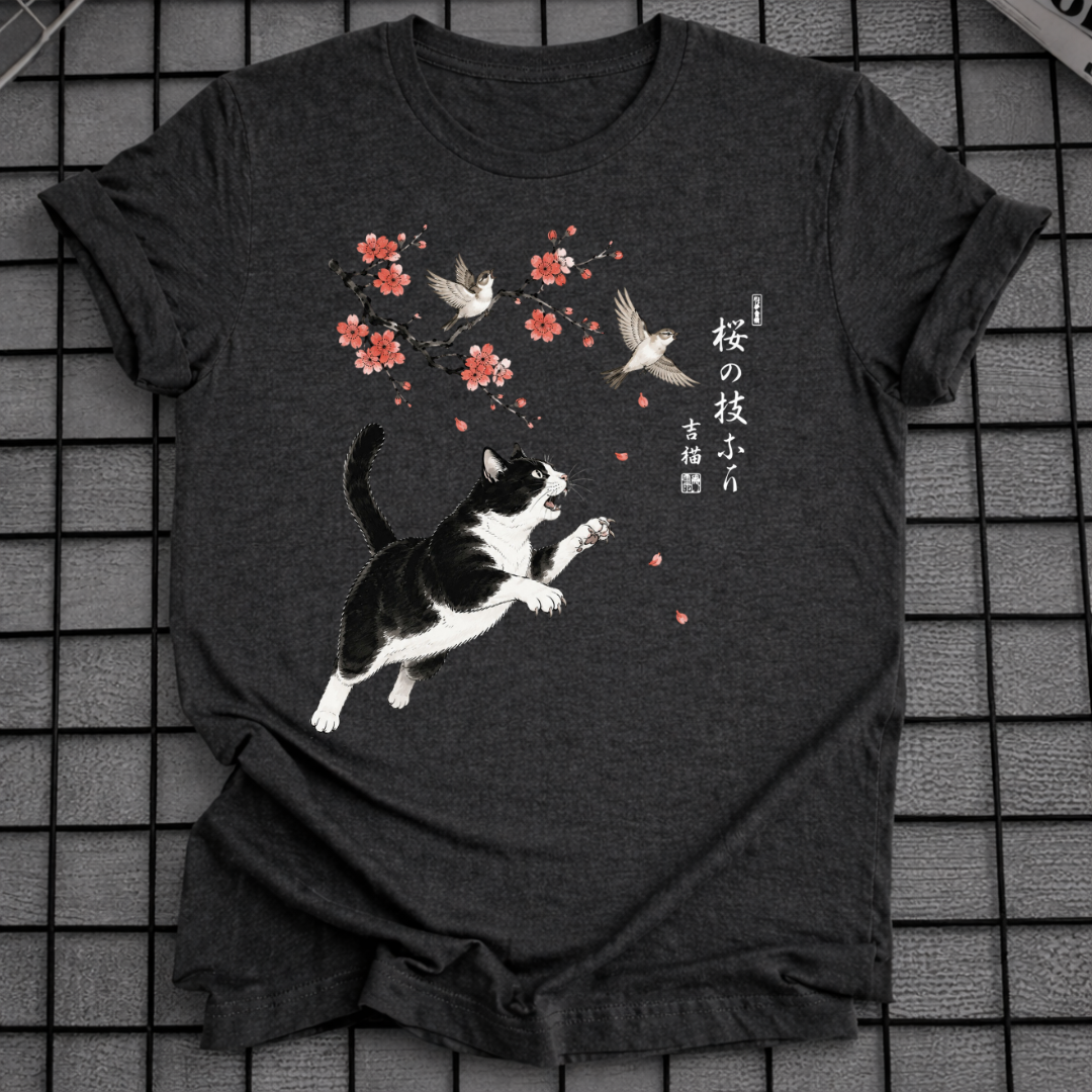 JAPANESE SAKURA CAT T-SHIRT