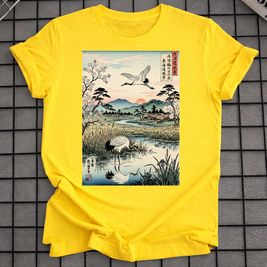 T-SHIRT MIT JAPANISCHEM KRANICH-MOTIV