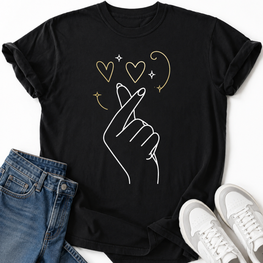 STARS FINGER HEART T-SHIRT