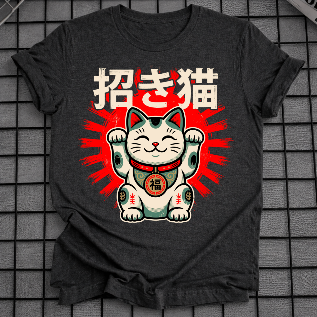 JAPANESE GOOD FORTUNE CAT T-SHIRT