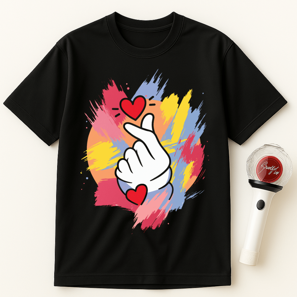 FINGER HEART COLORFUL UNISEX T-SHIRT