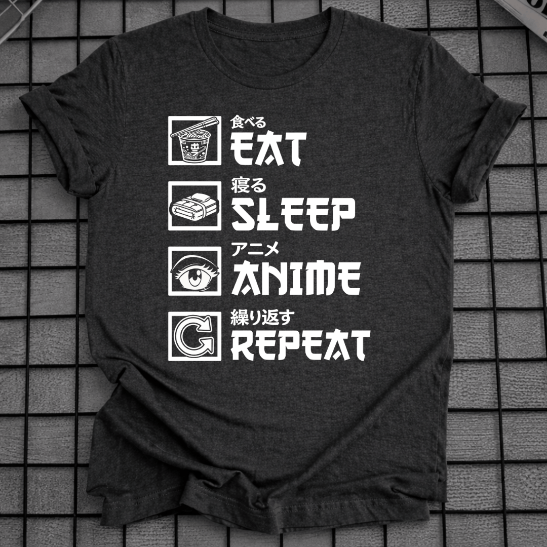ESSEN SCHLAFEN ANIME WIEDERHOLEN T-SHIRT