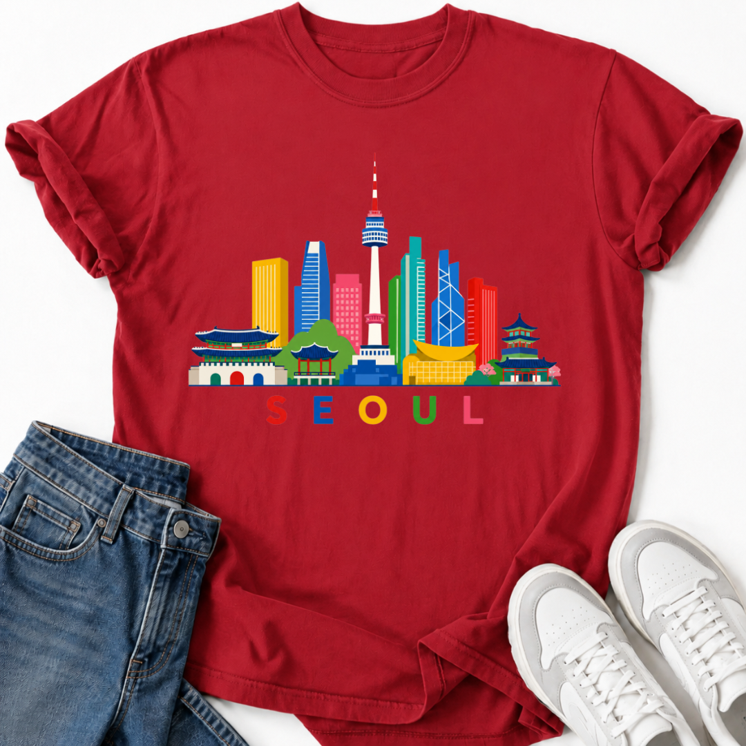 COLORFUL SEOUL SKYLINE T-SHIRT