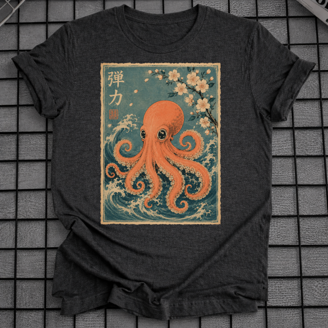 JAPANESE CHERRY BLOSSOM OCTOPUS T-SHIRT