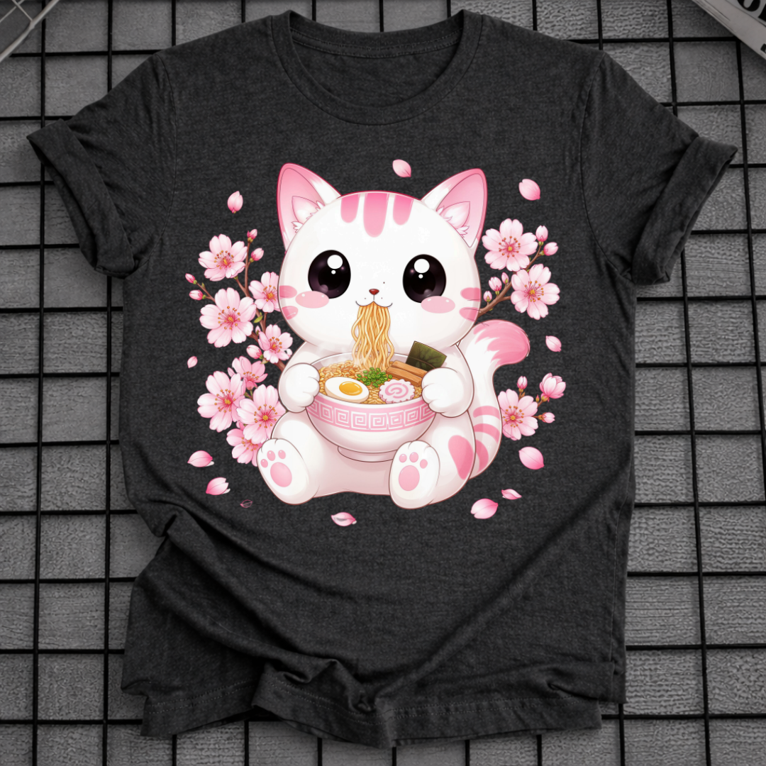 KIRSCHBLÜTEN KATZEN RAMEN T-SHIRT