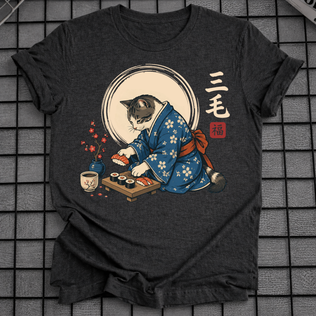 KATZE IM KIMONO SUSHI T-SHIRT