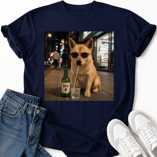 SHIBA INU DRINKING SOJU T-SHIRT