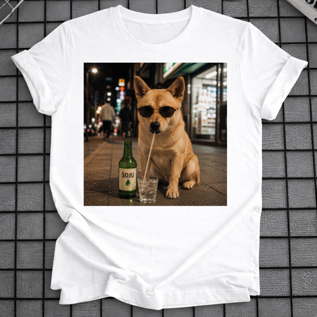 SHIBA INU DRINKING SOJU T-SHIRT