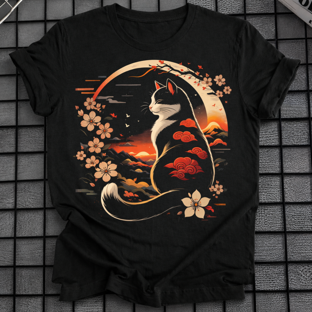 JAPANISCHES SONNENUNTERGANG KATZEN-T-SHIRT