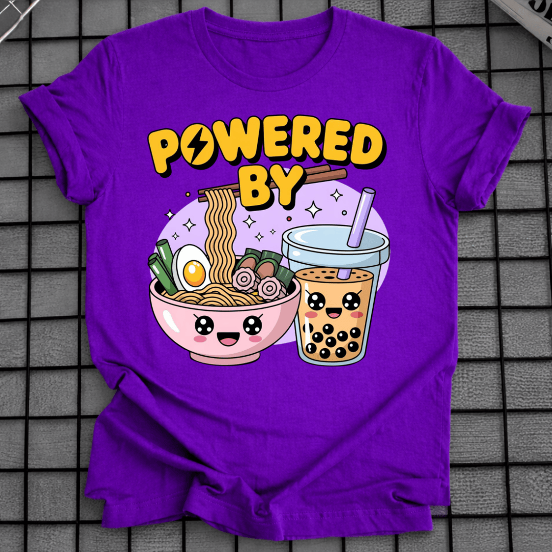 POWERED BY RAMAN & BOBA TEA T-SHIRT