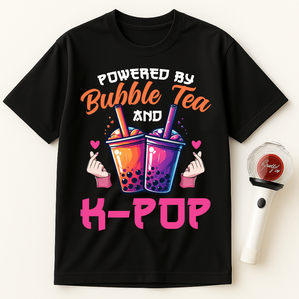 POWERED BY BUBBLE TEA AND K-POP UNISEX T-SHIRT