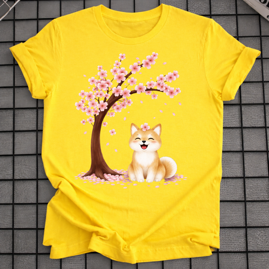 SHIBA INU CHERRY BLOSSOM T-SHIRT