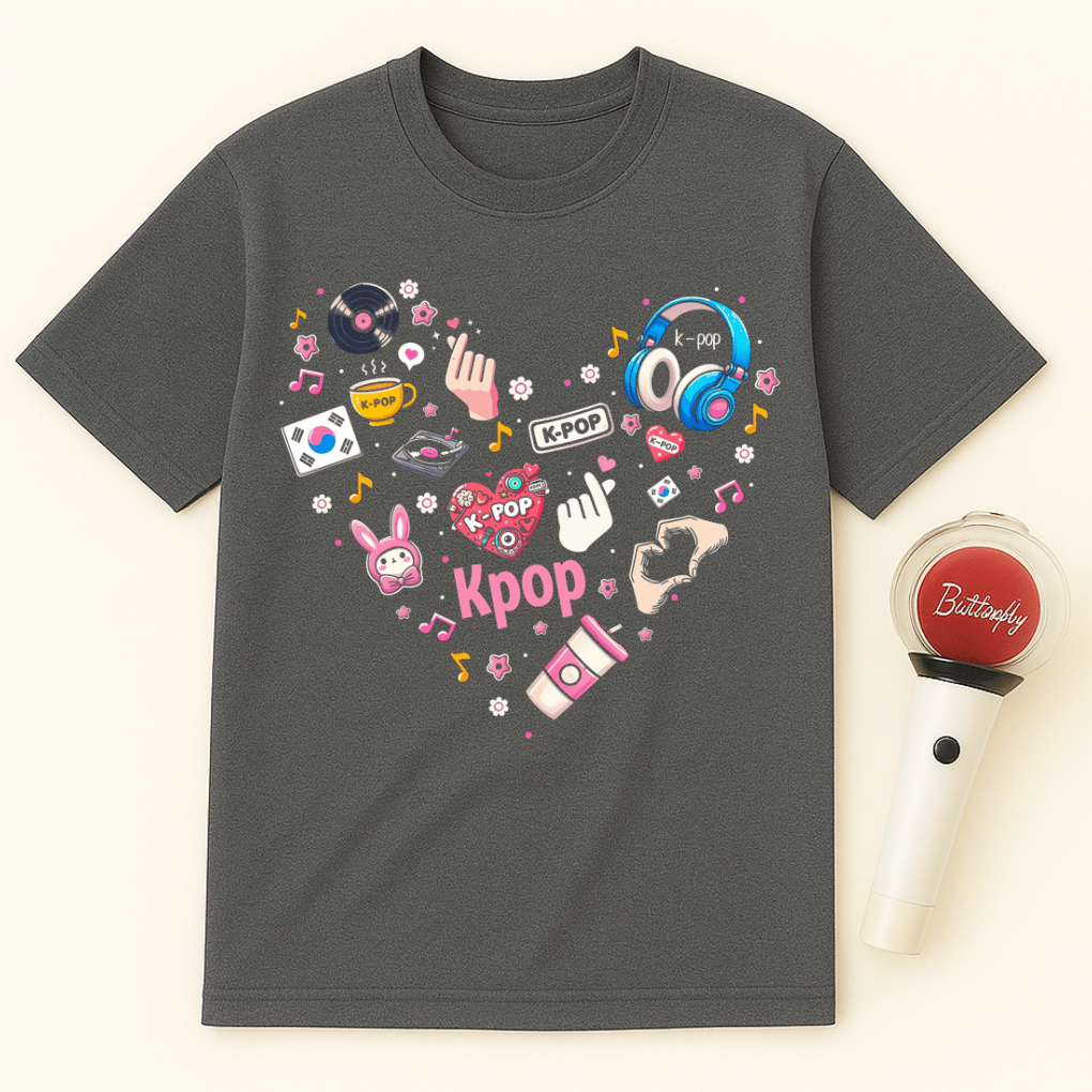 K-POP ICONS COLLAGE HEART SHAPE UNISEX T-SHIRT