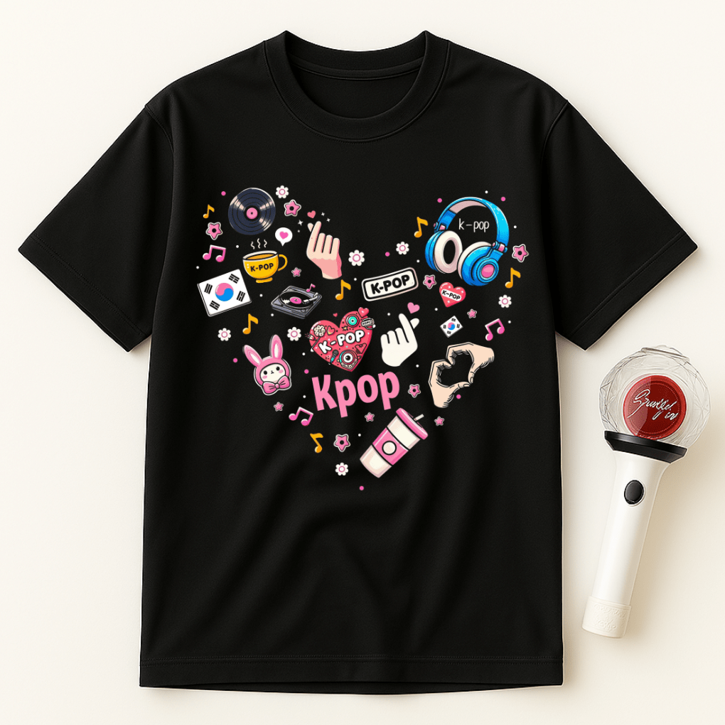 K-POP ICONS COLLAGE HEART SHAPE UNISEX T-SHIRT