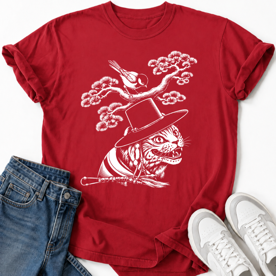 KOREAN MAGPIE FOLK ART T-SHIRT