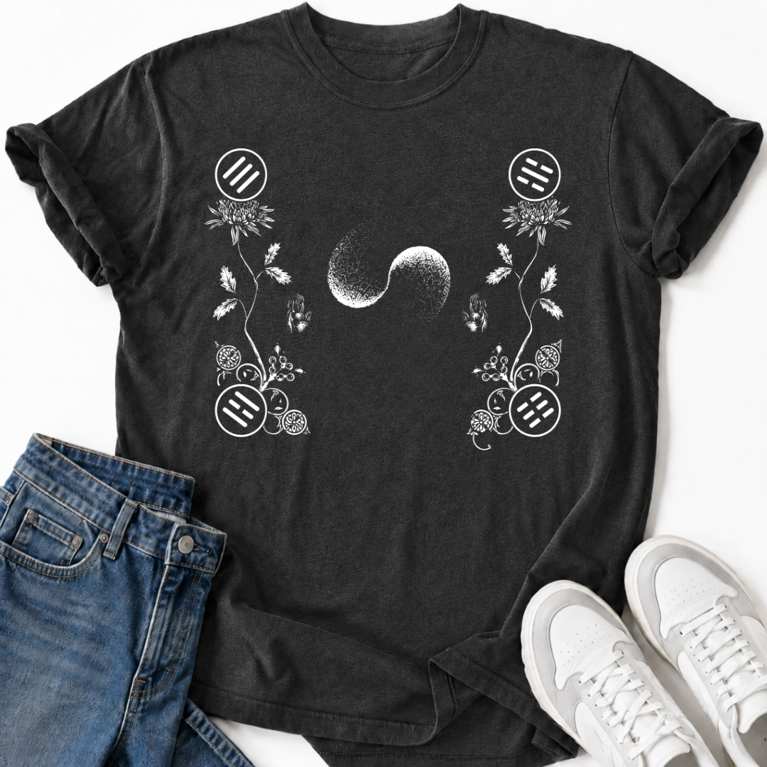 KOREAN TAEGEUK FLORAL T-SHIRT