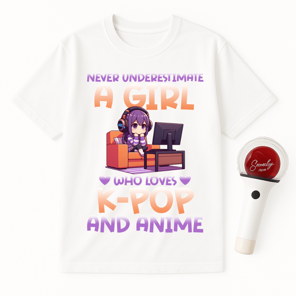 NEVER UNDERESTIMATE A GIRL WHO LOVES K-POP AND ANIME UNISEX T-SHIRT