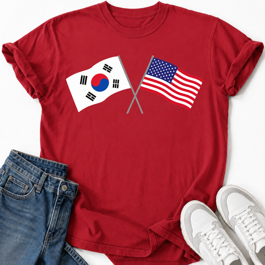 KOREA USA CROSSED FLAGS T-SHIRT