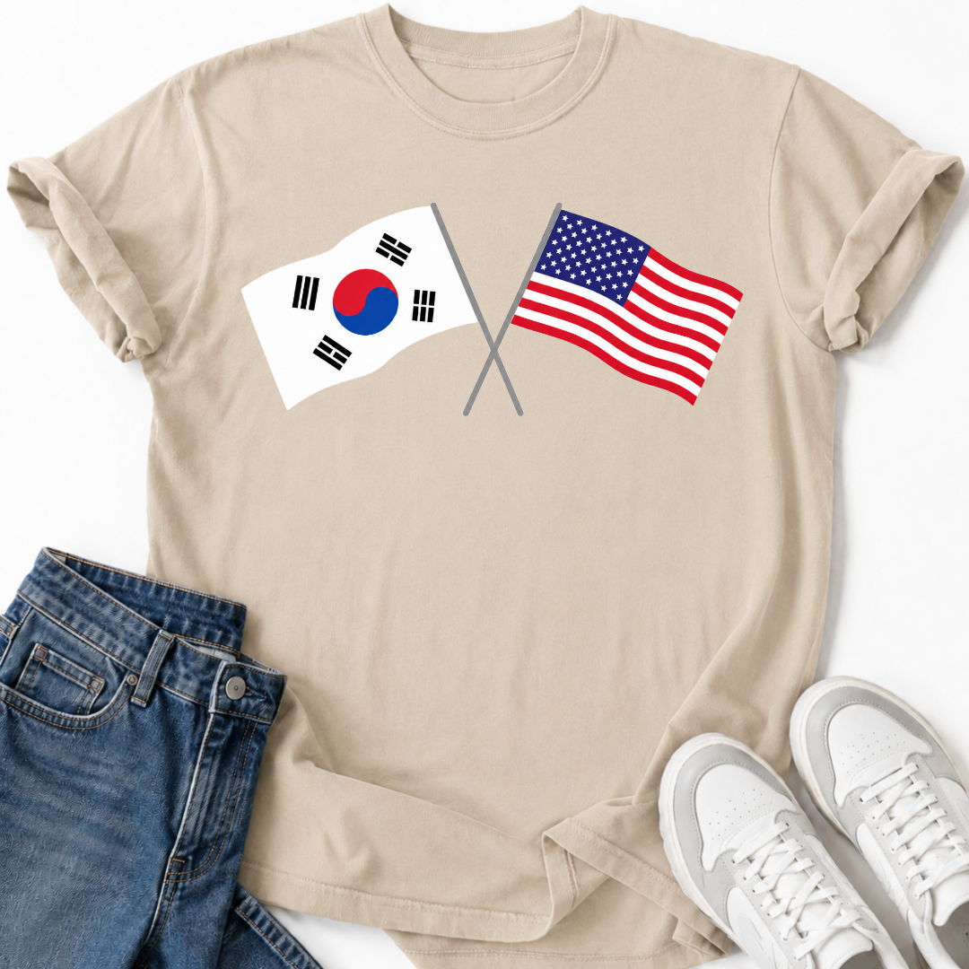 KOREA USA CROSSED FLAGS T-SHIRT
