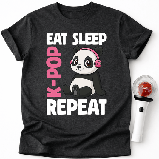 EAT SLEEP K-POP PANDA REPEAT T-SHIRT