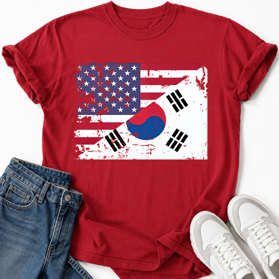 DISTRESSED KOREAN AMERICAN FLAG T-SHIRT