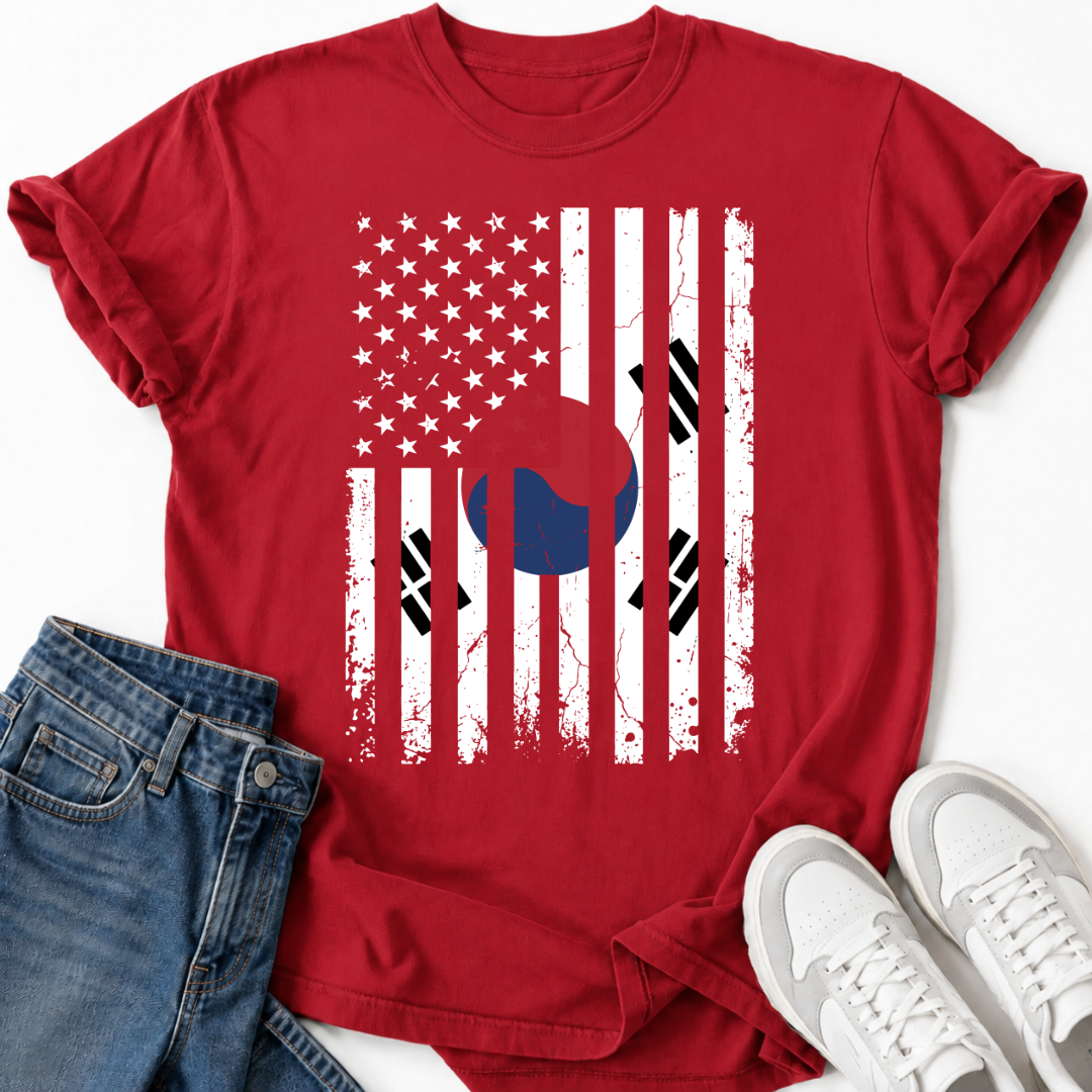 USA FLAG TAEGEUK SYMBOL T-SHIRT