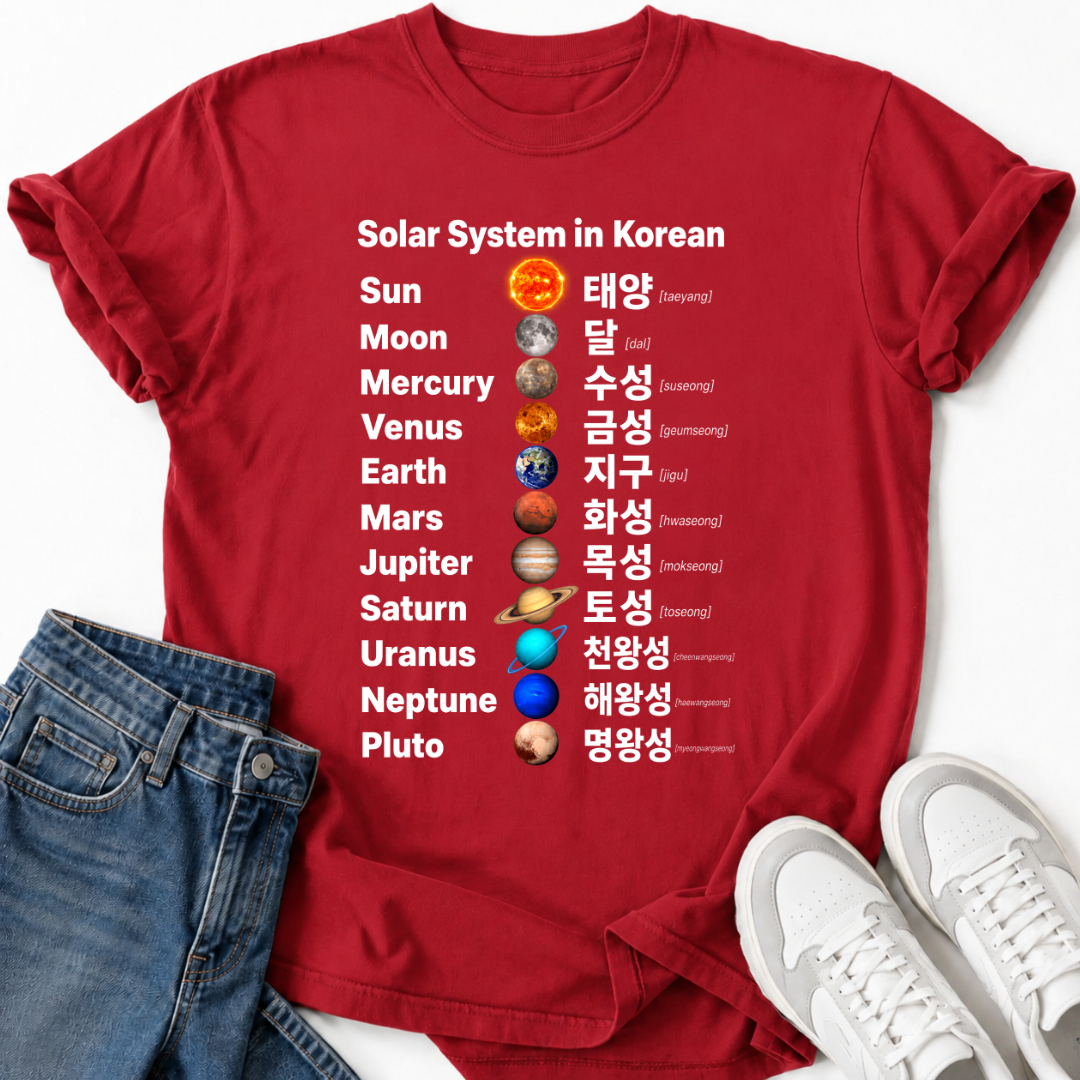 SOLAR SYSTEM IN KOREAN T-SHIRT