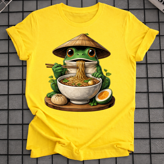 FROG EATING NOODLES T-SHIRT