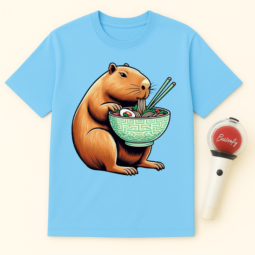 CAPYBARA EATING RAMEN NOODLES UNISEX T-SHIRT
