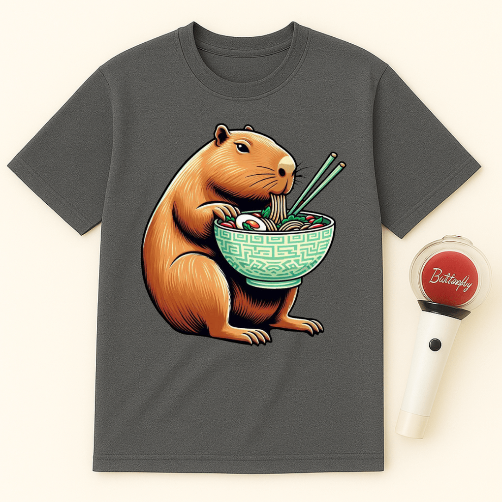 CAPYBARA EATING RAMEN NOODLES UNISEX T-SHIRT