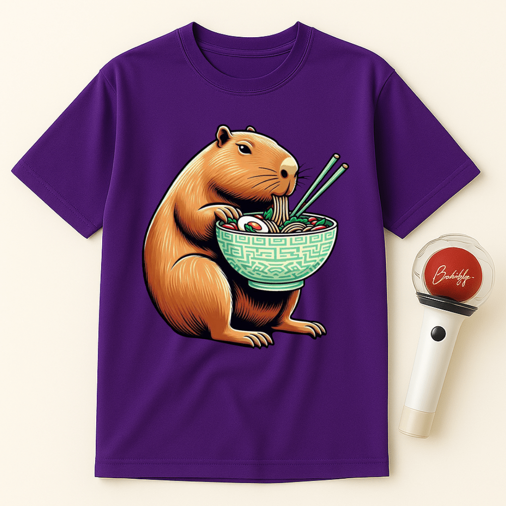 CAPYBARA EATING RAMEN NOODLES UNISEX T-SHIRT