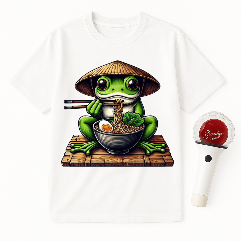 FROG EATING RAMEN WITH HAT UNISEX T-SHIRT