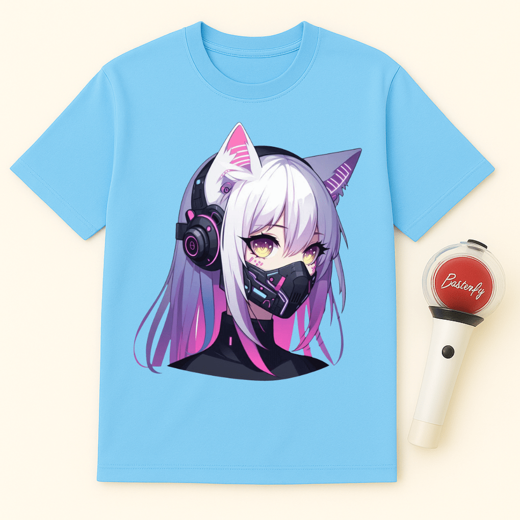 CYBER NEKO GIRL HEADPHONES UNISEX T-SHIRT