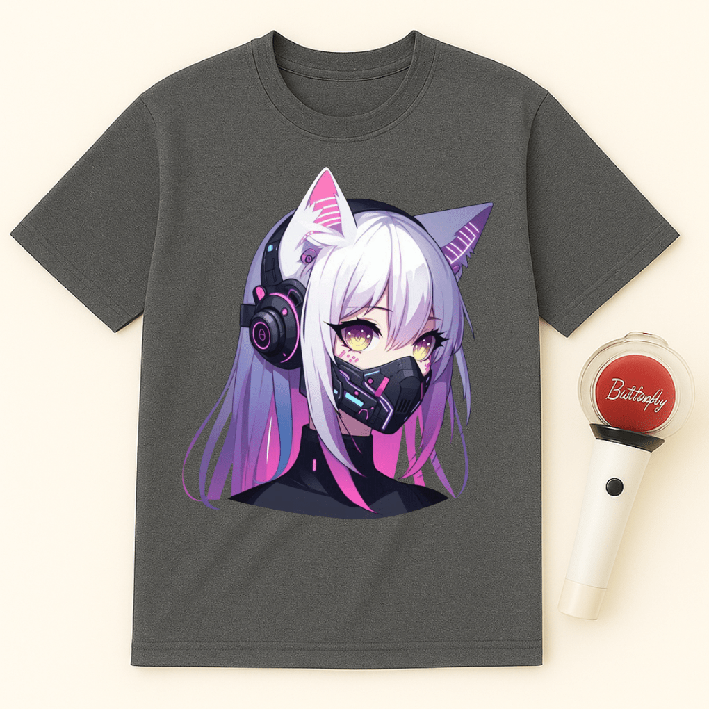 CYBER NEKO GIRL HEADPHONES UNISEX T-SHIRT