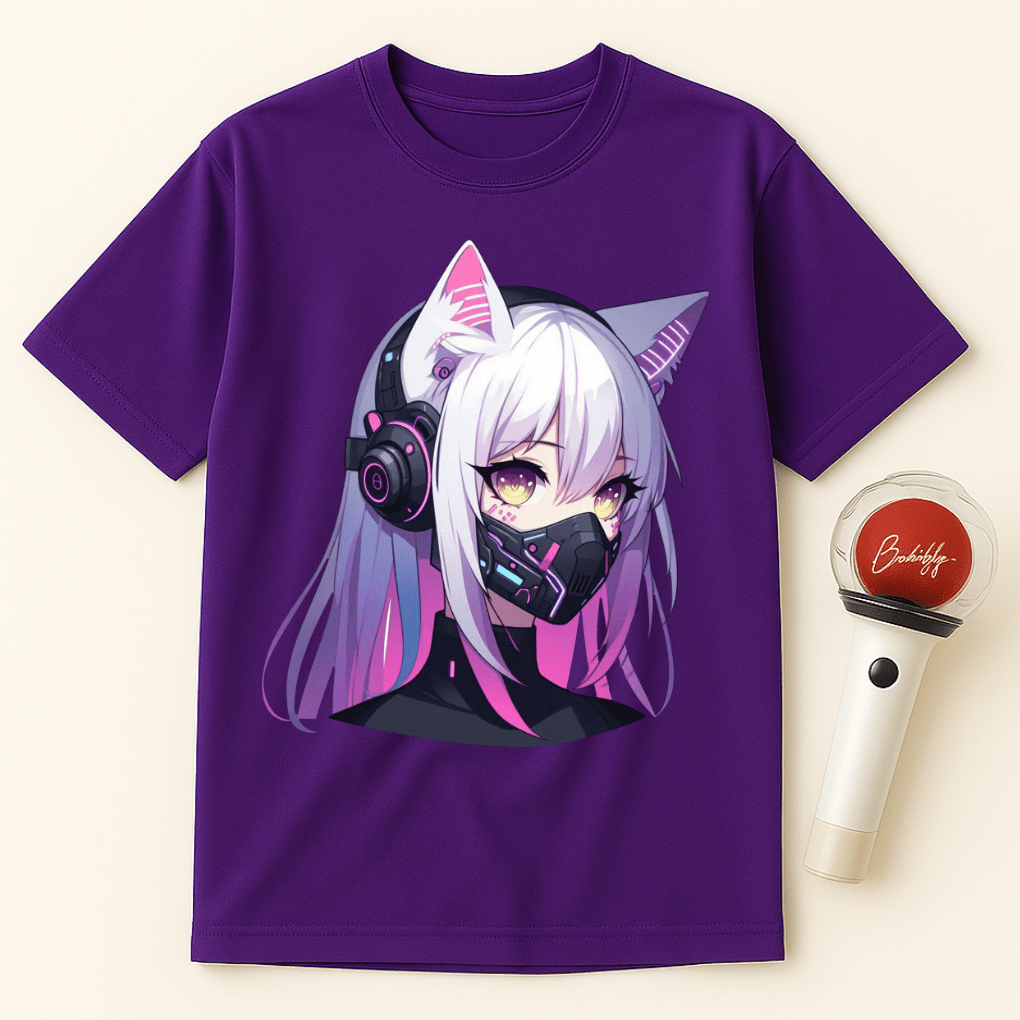 CYBER NEKO GIRL HEADPHONES UNISEX T-SHIRT
