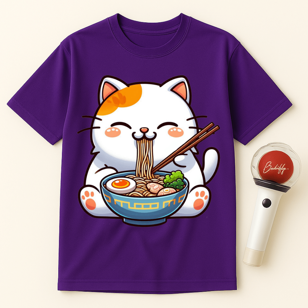 RAMEN CAT EATING NOODLES UNISEX T-SHIRT
