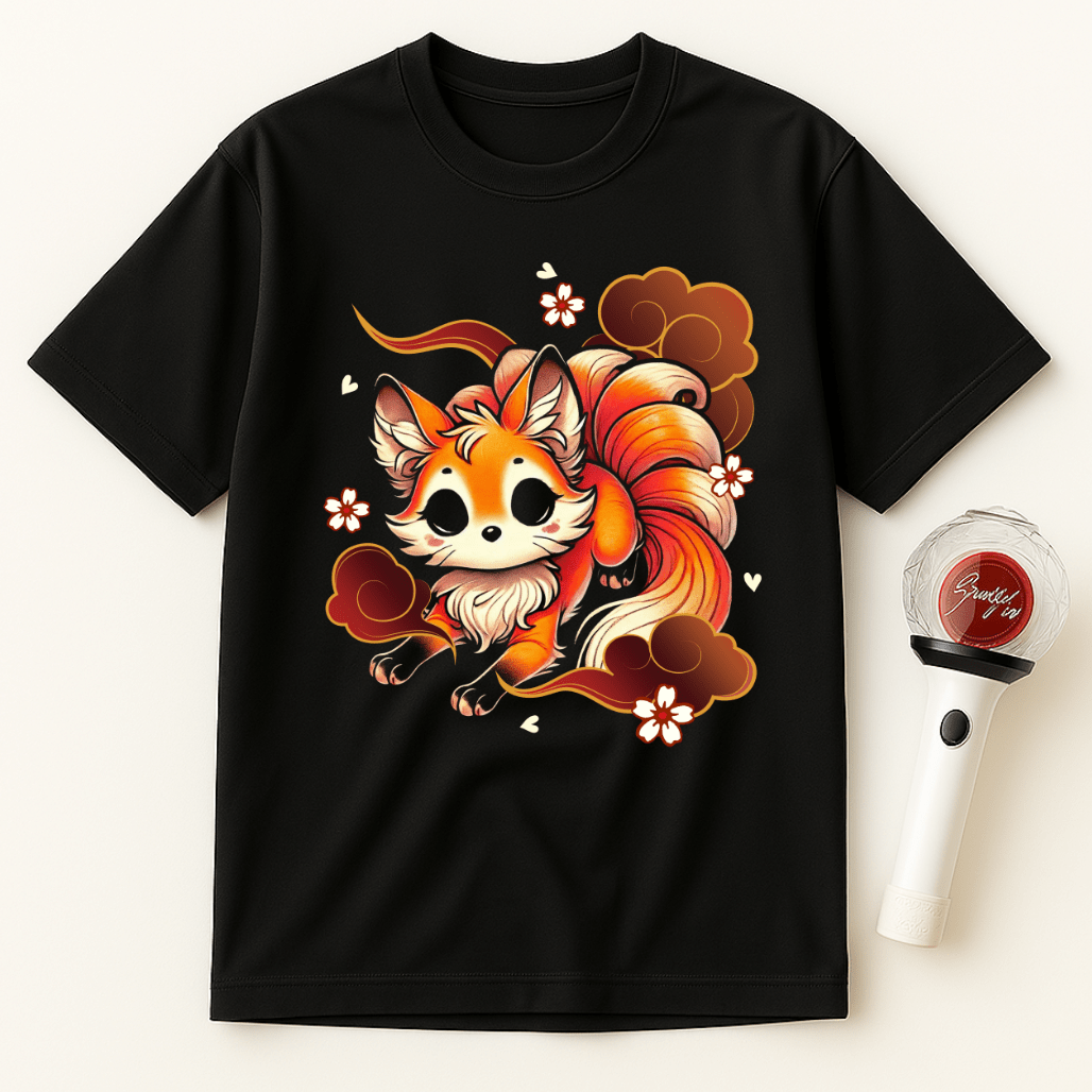 KITSUNE FOX SAKURA FLOWERS UNISEX T-SHIRT