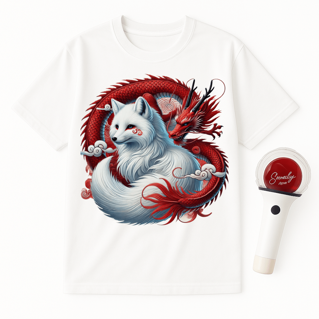 RED DRAGON WHITE FOX SPIRIT UNISEX T-SHIRT