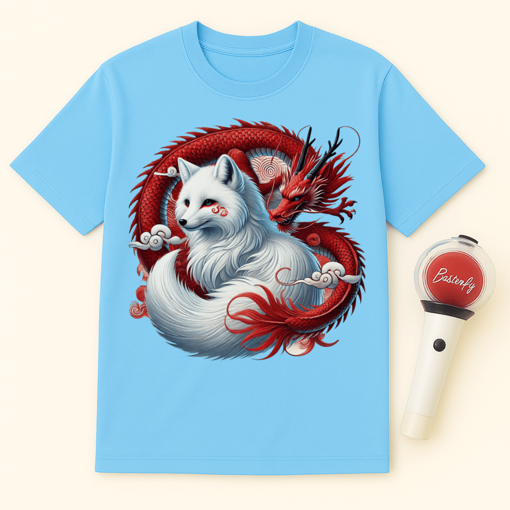 RED DRAGON WHITE FOX SPIRIT UNISEX T-SHIRT