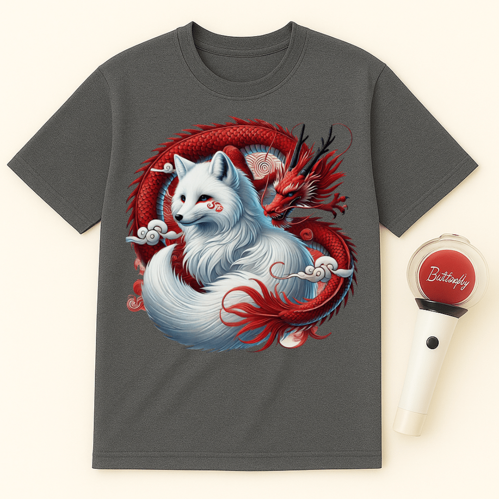 RED DRAGON WHITE FOX SPIRIT UNISEX T-SHIRT