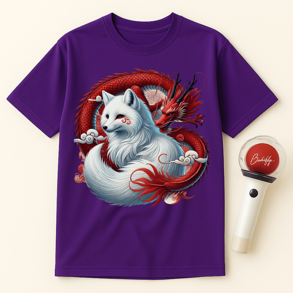 RED DRAGON WHITE FOX SPIRIT UNISEX T-SHIRT