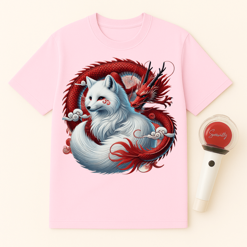 RED DRAGON WHITE FOX SPIRIT UNISEX T-SHIRT