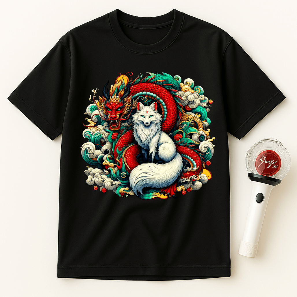 DRAGON WHITE FOX SPIRIT UNISEX T-SHIRT