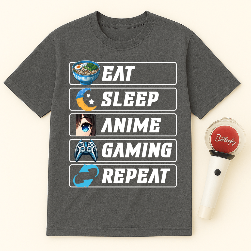 EAT SLEEP ANIME GAMING REPEAT UNISEX T-SHIRT
